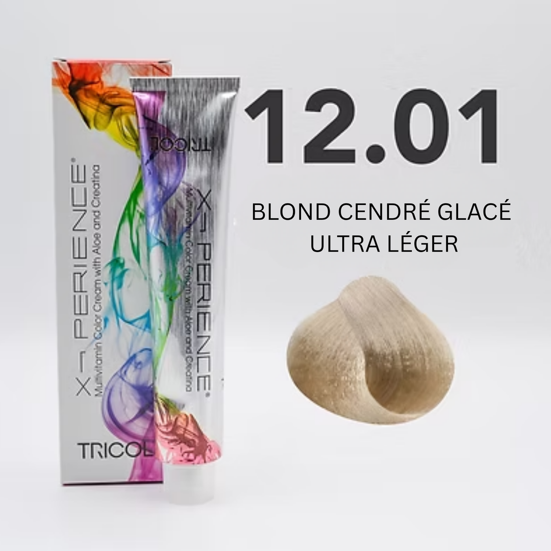 Tricol Xperience - Coloration Permanente - 12.01 - BLOND CENDRÉ GLACÉ ULTRA LÉGER - 100 ml