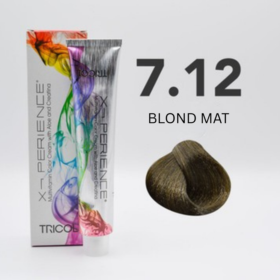 Tricol Xperience - Coloration Permanente - 7.12 - BLOND MAT - 100 ml