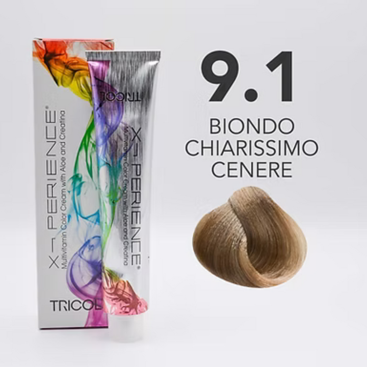 Tricol Xperience - Coloration Permanente - 9.1 - BLOND TRÈS CLAIR CENDRÉ - 100 ml