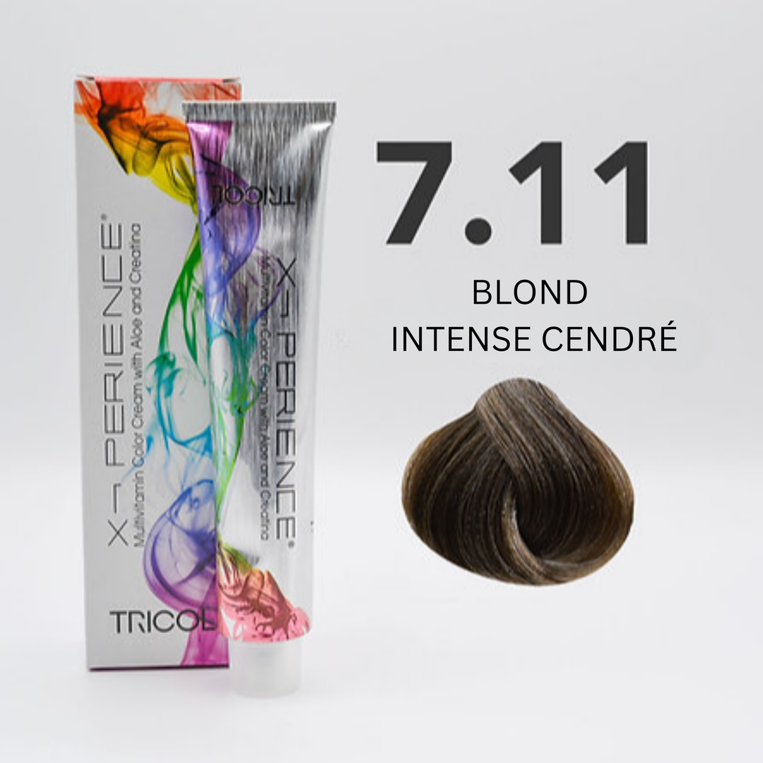 Tricol Xperience - Coloration Permanente - 7.11 - BLOND INTENSE CENDRÉ - 100 ml
